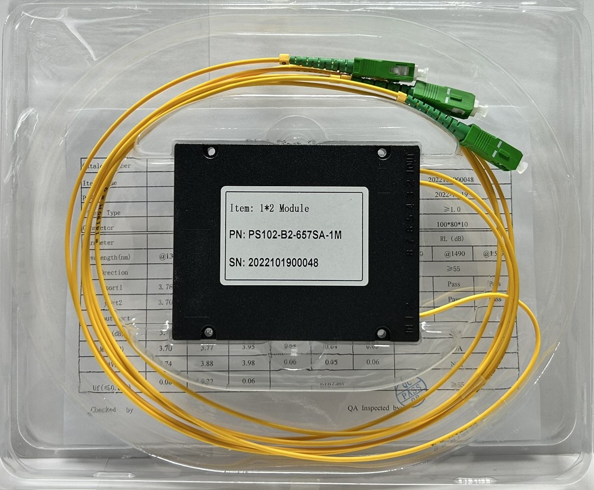 PLC 1х2 G.657А 2,0 мм 1,5 м разветвитель планарный корпусный оконцованный SC/APC