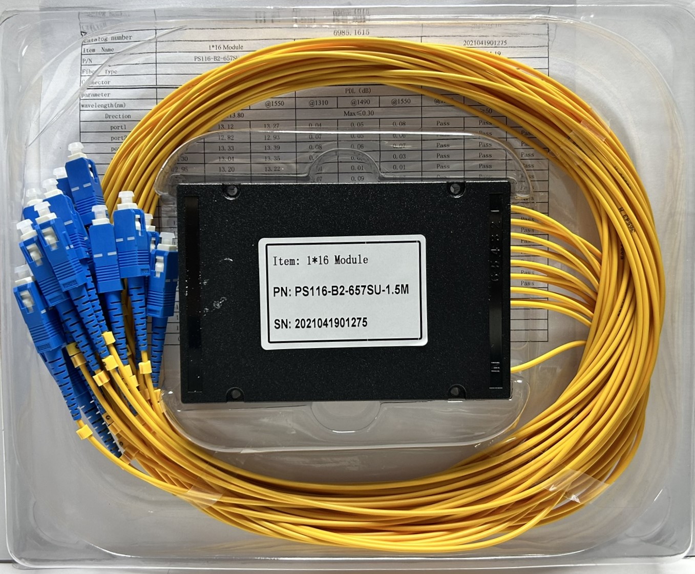 PLC 1х16 G.657А 2,0 мм 1,5 м разветвитель планарный корпусный оконцованный SC/UPC