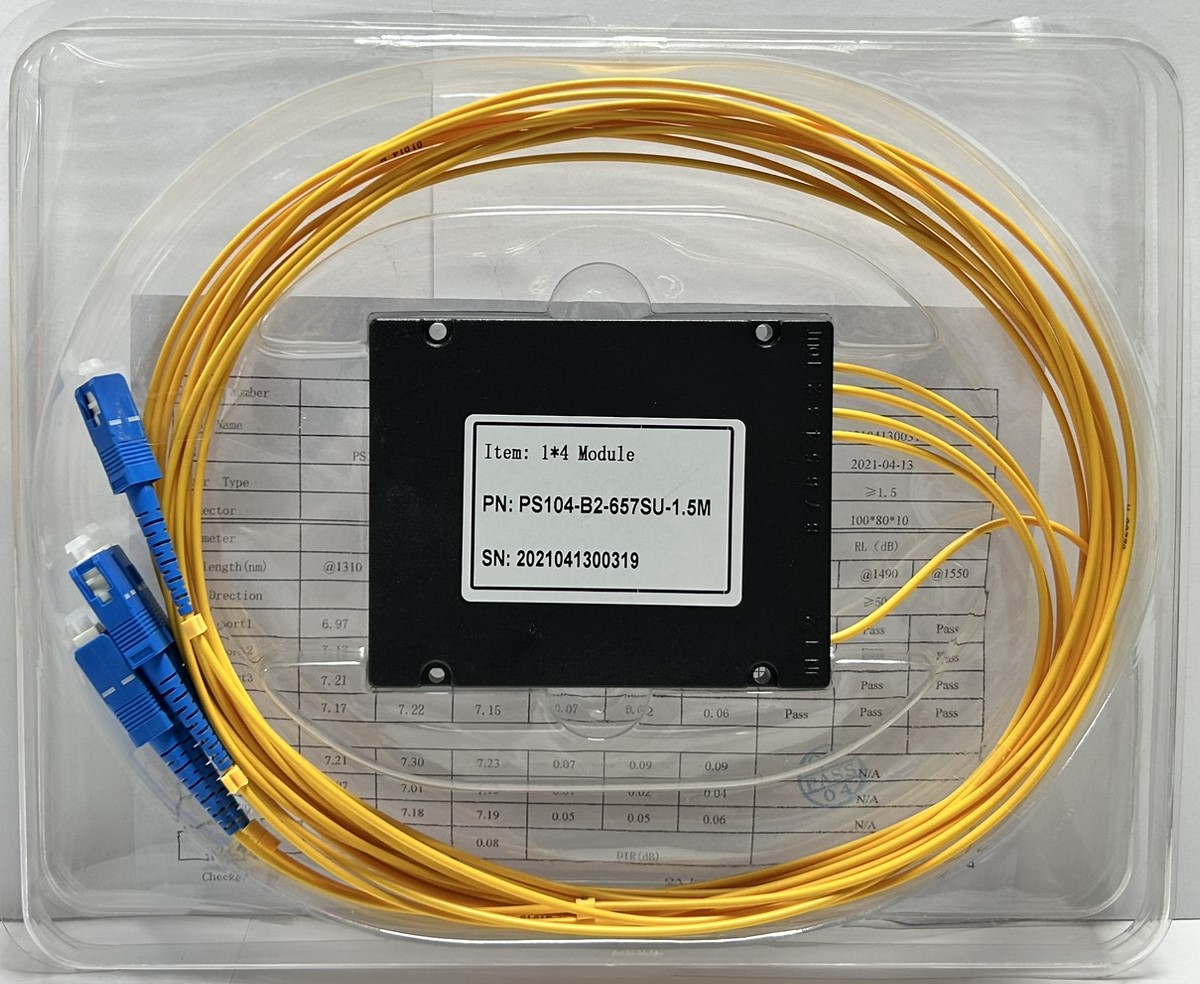 PLC 1х4 G.657А 2,0 мм 1,5 м разветвитель планарный корпусный оконцованный SC/UPC