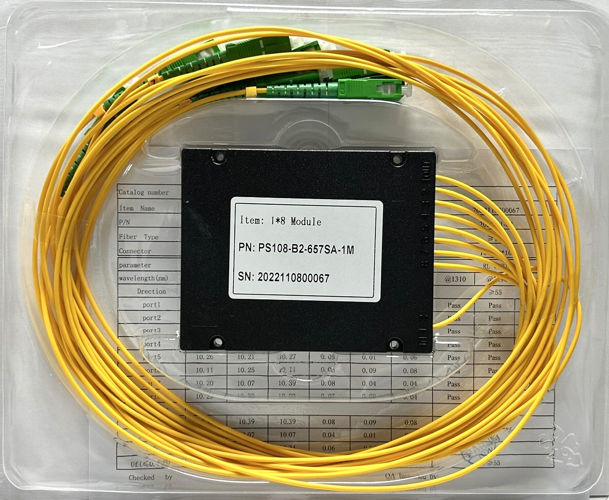PLC 1х8 G.657А 2,0 мм 1,5 м разветвитель планарный корпусный оконцованный SC/APC