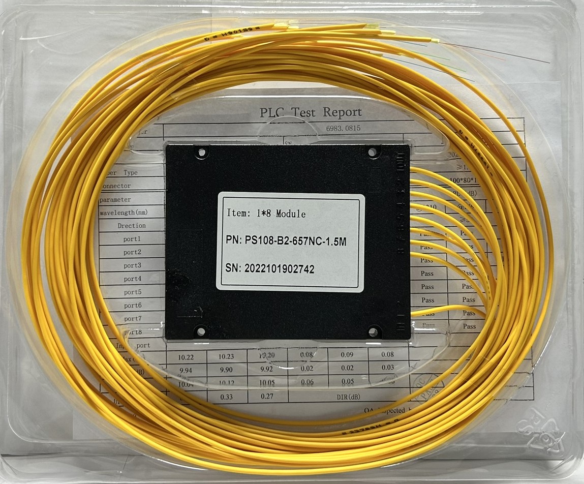 PLC 1х8 G.657А 2,0 мм 1,5 м разветвитель планарный корпусный неоконцованный