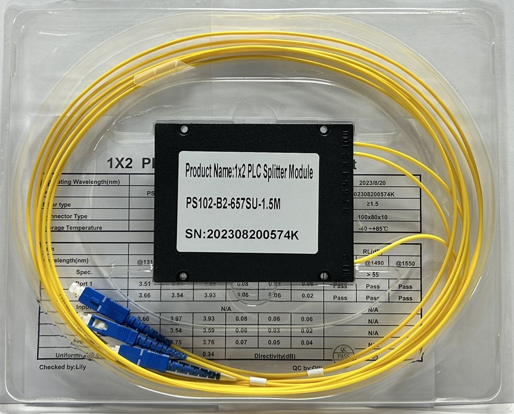 PLC 1х2 G.657А 2,0 мм 1,5 м разветвитель планарный корпусный оконцованный SC/UPC