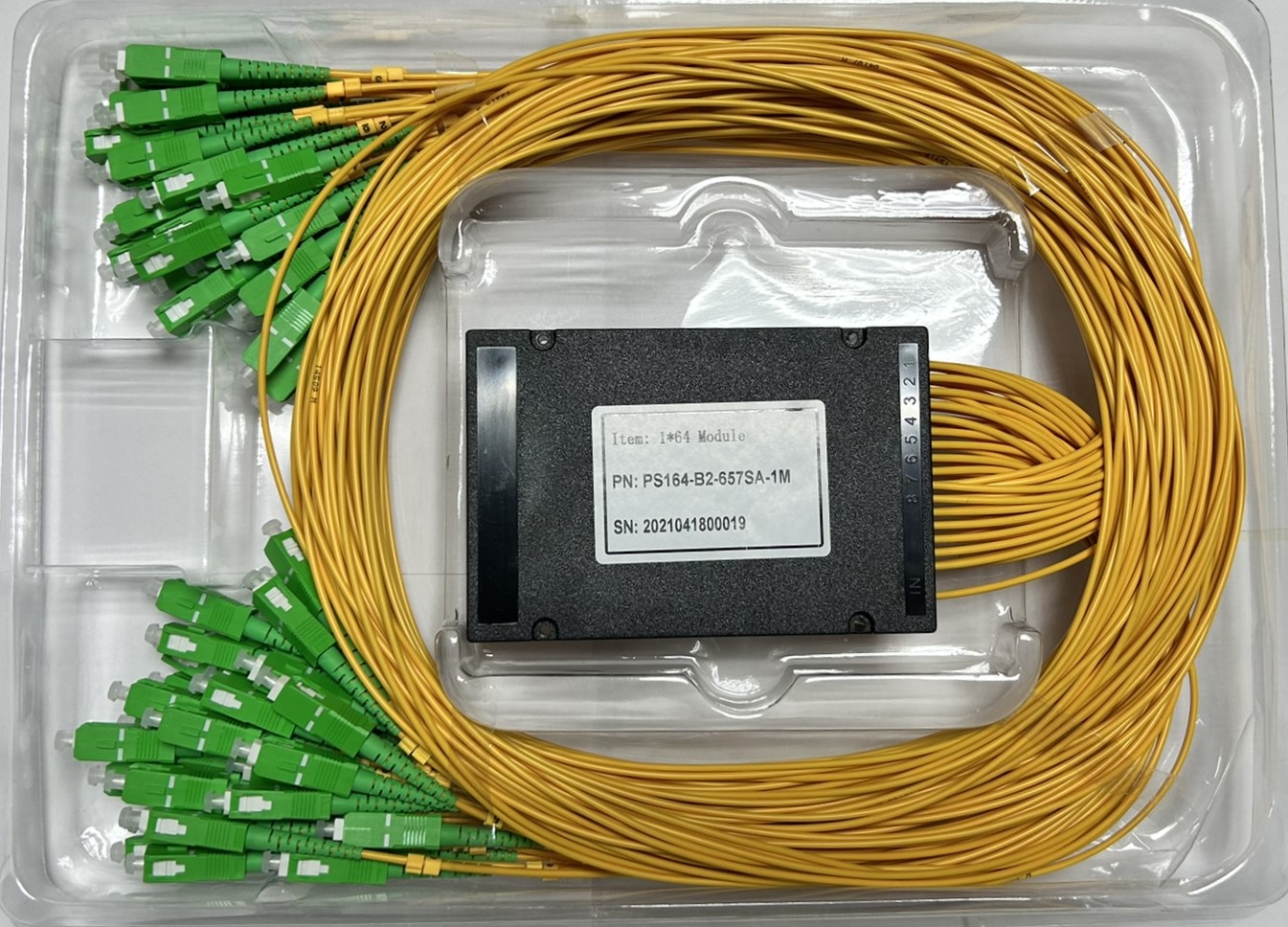 PLC 1х64 G.657А 2,0 мм 1 м разветвитель планарный корпусный оконцованный SC/APC