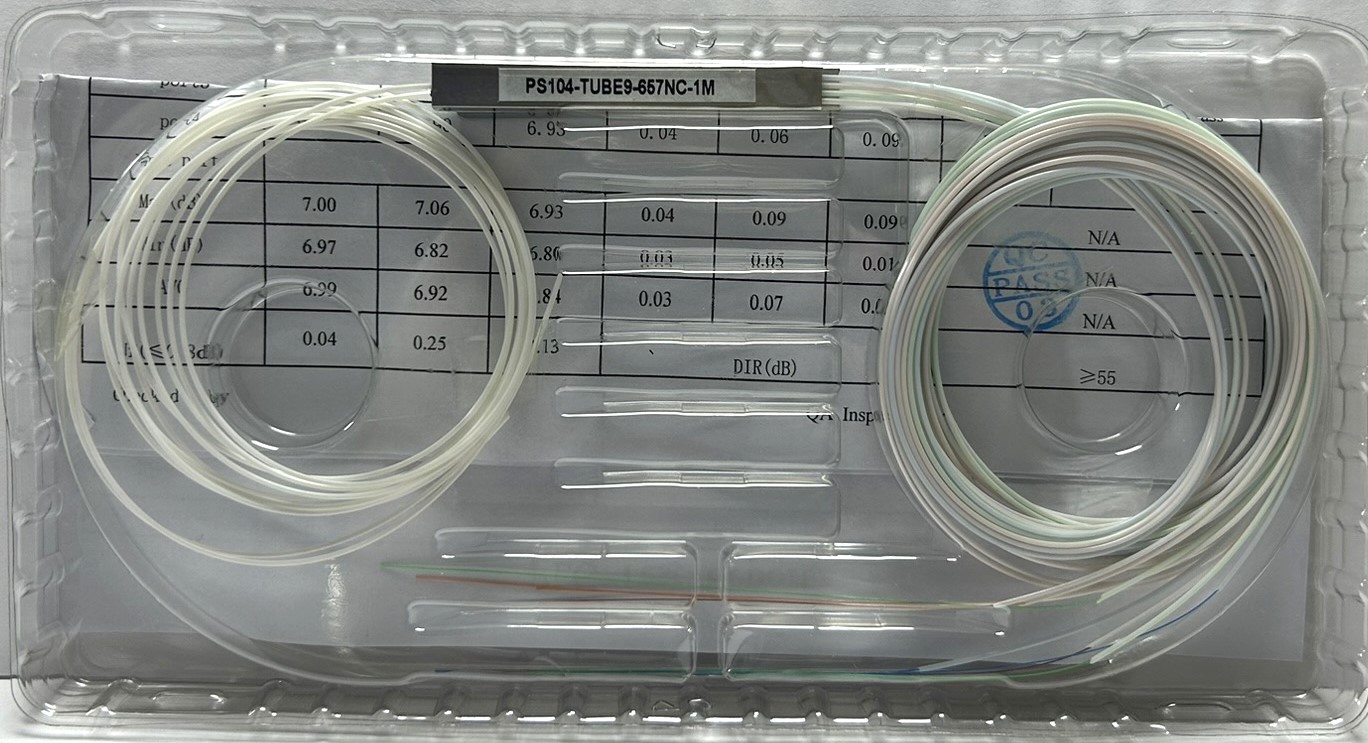 PLC 1х4 G.657А 0,9 мм 1,5 м разветвитель планарный, гильза, неоконцованный NC