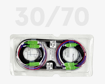 FBT 1х2 30/70 G.657A 0,9 мм 1 м разветвитель сплавной, гильза, оконцованный SC/APC