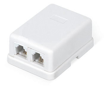 Розетка телефонная RJ-11 6P4C открытой проводки 2 входа